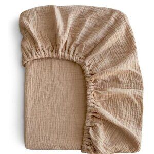 mushie Extra Soft Muslin Fitted Mini Crib Sheet  24"x 38" (Pale Taupe)